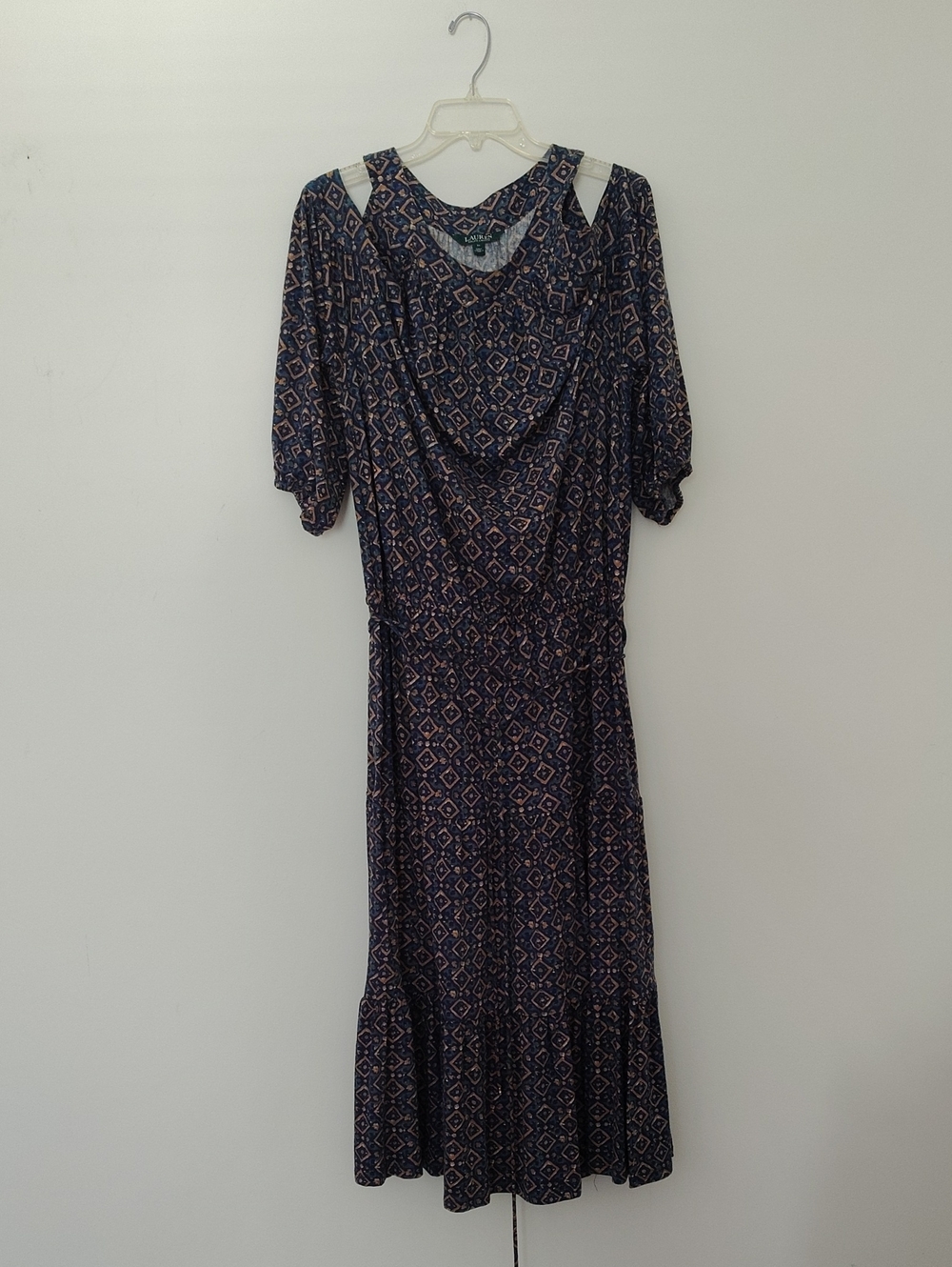 Ralph Lauren Women’s Navy Geometric Maxi Dress Size 1X